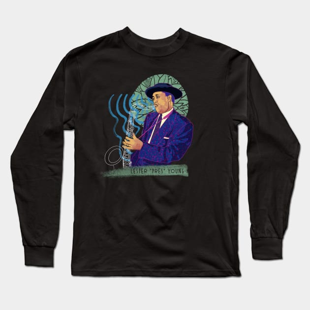 Jazz legend Lester Young Long Sleeve T-Shirt by comecuba67